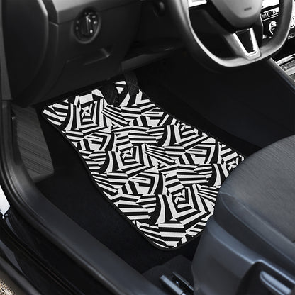Black And White Dazzle Pattern Print Front and Back Car Floor Mats