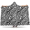 Black And White Dazzle Pattern Print Hooded Blanket