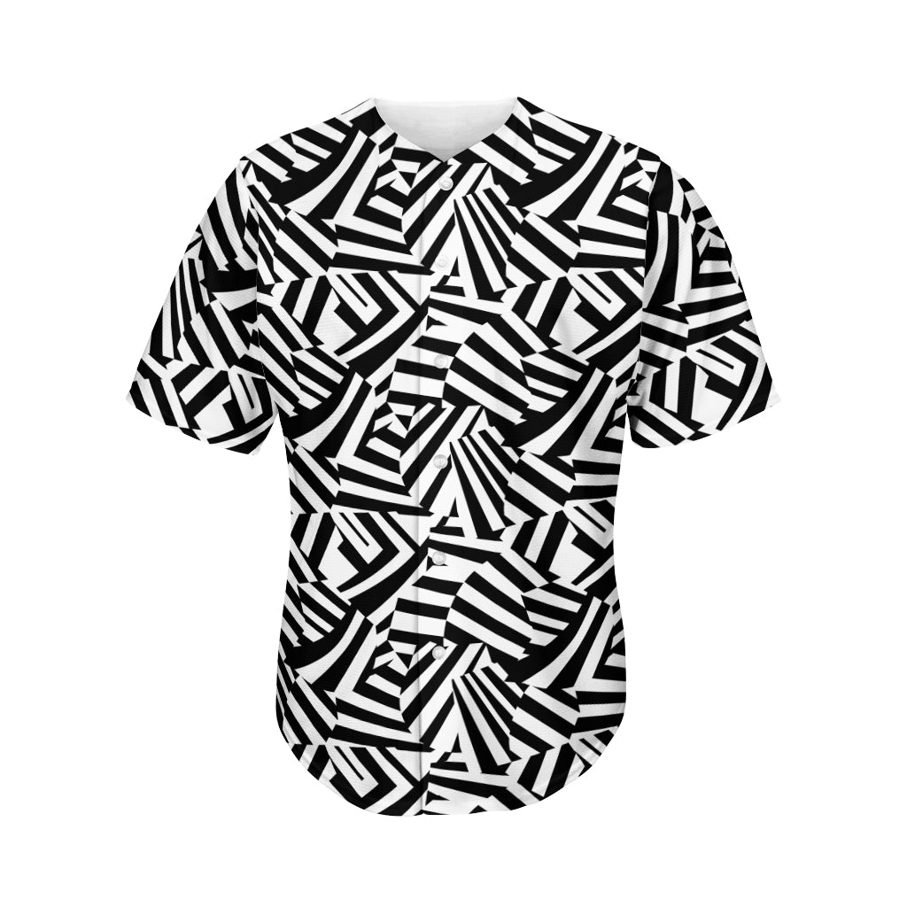 Black And White Dazzle Pattern Print Men's Baseball Jersey