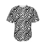 Black And White Dazzle Pattern Print Men's Baseball Jersey