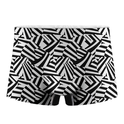 Black And White Dazzle Pattern Print Men's Boxer Briefs