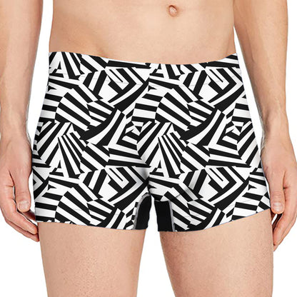 Black And White Dazzle Pattern Print Men's Boxer Briefs