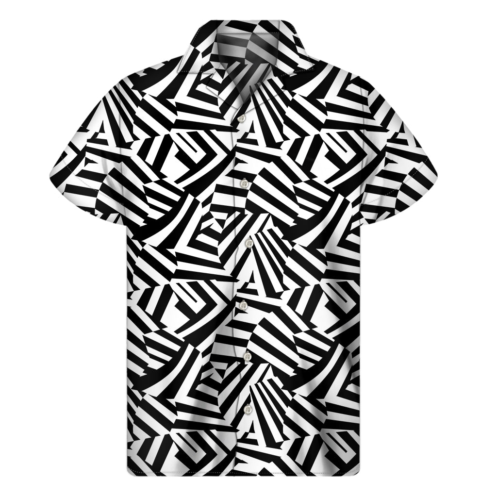 Black And White Dazzle Pattern Print Men's Short Sleeve Shirt