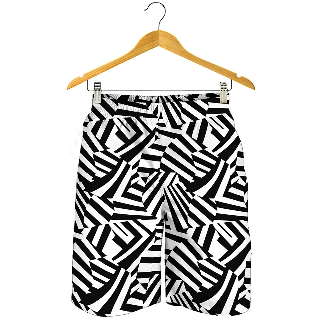 Black And White Dazzle Pattern Print Men's Shorts