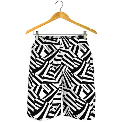 Black And White Dazzle Pattern Print Men's Shorts