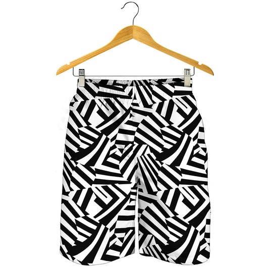 Black And White Dazzle Pattern Print Men's Shorts