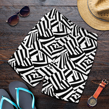 Black And White Dazzle Pattern Print Men's Shorts