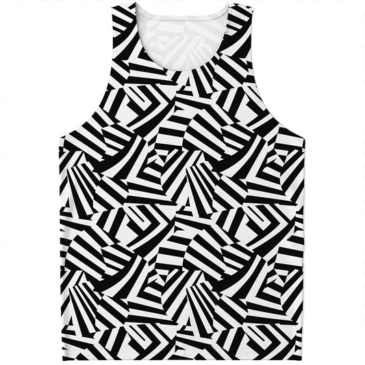 Black And White Dazzle Pattern Print Men's Tank Top