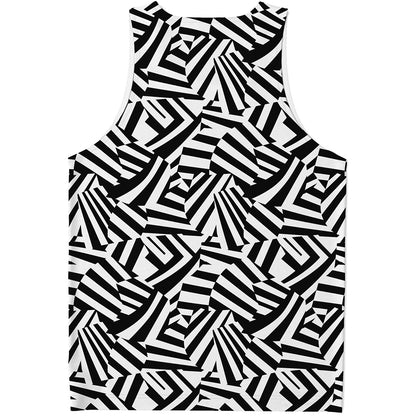 Black And White Dazzle Pattern Print Men's Tank Top