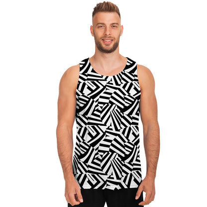 Black And White Dazzle Pattern Print Men's Tank Top