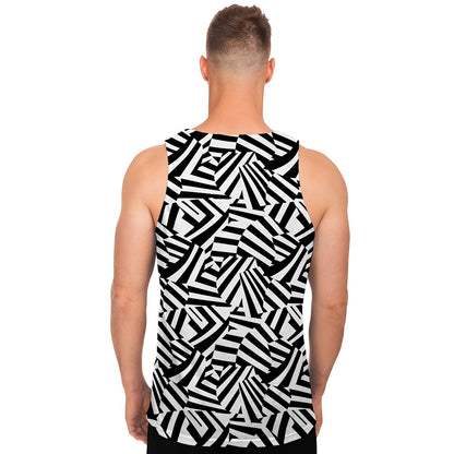 Black And White Dazzle Pattern Print Men's Tank Top