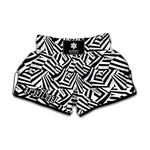 Black And White Dazzle Pattern Print Muay Thai Boxing Shorts