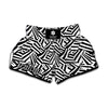 Black And White Dazzle Pattern Print Muay Thai Boxing Shorts