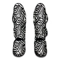 Black And White Dazzle Pattern Print Muay Thai Shin Guards