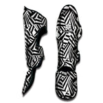 Black And White Dazzle Pattern Print Muay Thai Shin Guard