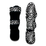 Black And White Dazzle Pattern Print Muay Thai Shin Guard