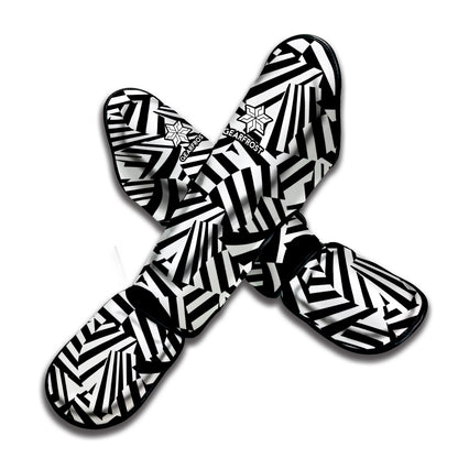 Black And White Dazzle Pattern Print Muay Thai Shin Guard