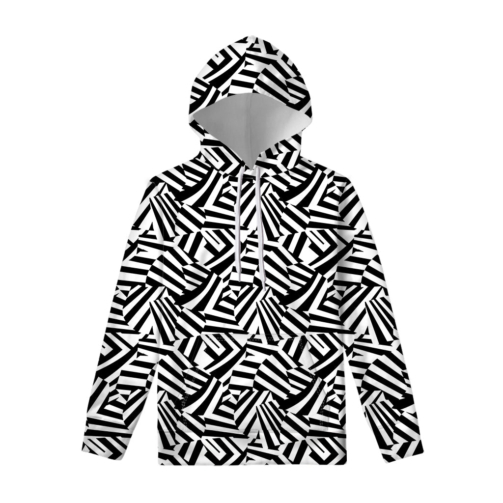 Black And White Dazzle Pattern Print Pullover Hoodie