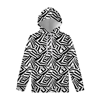 Black And White Dazzle Pattern Print Pullover Hoodie