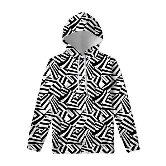 Black And White Dazzle Pattern Print Pullover Hoodie