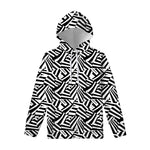 Black And White Dazzle Pattern Print Pullover Hoodie