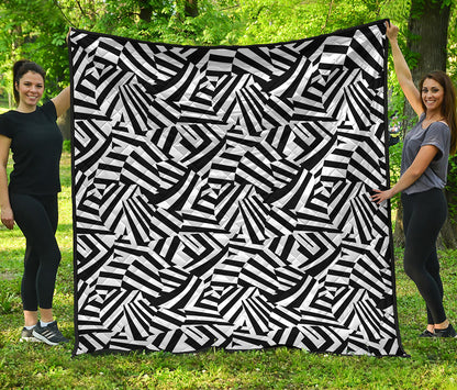 Black And White Dazzle Pattern Print Quilt