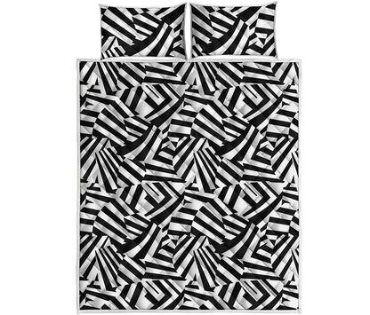 Black And White Dazzle Pattern Print Quilt Bed Set