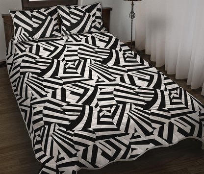 Black And White Dazzle Pattern Print Quilt Bed Set