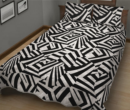 Black And White Dazzle Pattern Print Quilt Bed Set