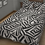 Black And White Dazzle Pattern Print Quilt Bed Set