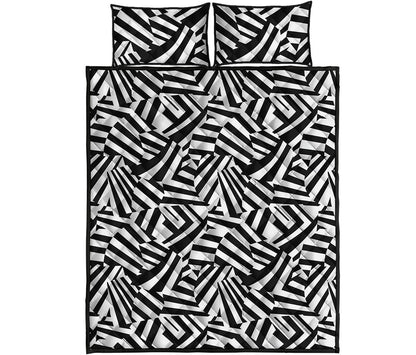 Black And White Dazzle Pattern Print Quilt Bed Set