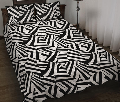 Black And White Dazzle Pattern Print Quilt Bed Set