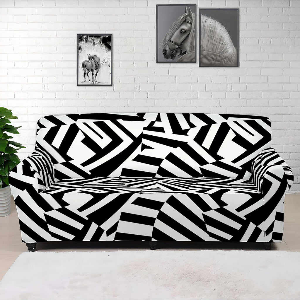 Black And White Dazzle Pattern Print Sofa Cover