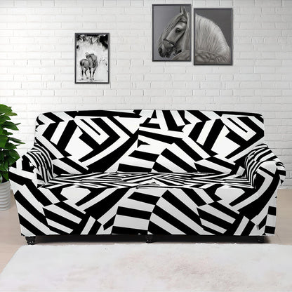 Black And White Dazzle Pattern Print Sofa Cover