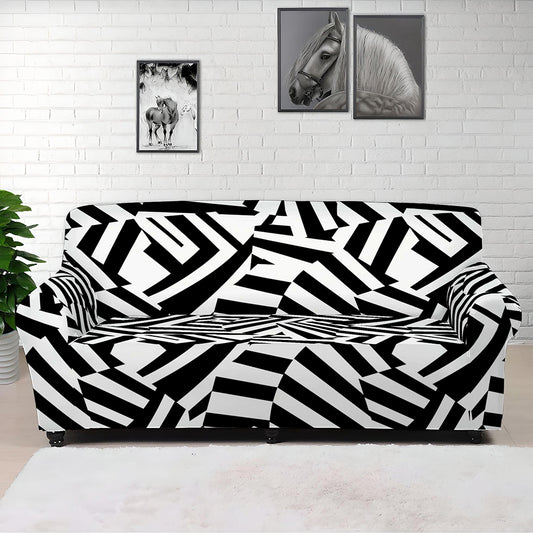 Black And White Dazzle Pattern Print Sofa Cover