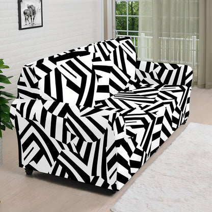 Black And White Dazzle Pattern Print Sofa Cover