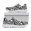 Black And White Dazzle Pattern Print White Running Shoes
