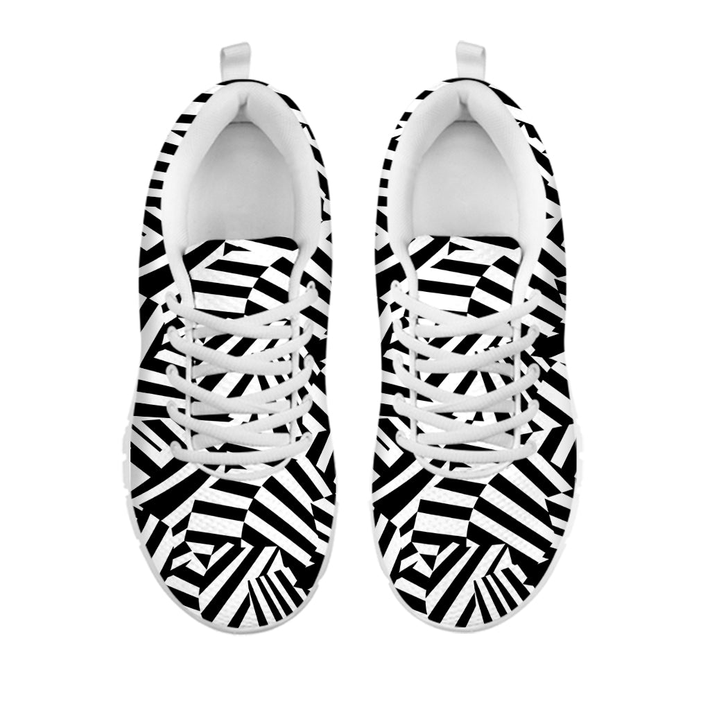 Black And White Dazzle Pattern Print White Sneakers