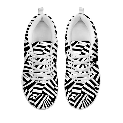 Black And White Dazzle Pattern Print White Sneakers