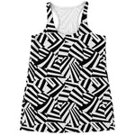 Black And White Dazzle Pattern Print Women's Racerback Tank Top