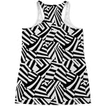 Black And White Dazzle Pattern Print Women's Racerback Tank Top