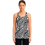 Black And White Dazzle Pattern Print Women's Racerback Tank Top