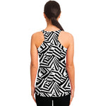 Black And White Dazzle Pattern Print Women's Racerback Tank Top