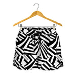Black And White Dazzle Pattern Print Women's Shorts