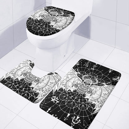 Black And White Demon Wicca Print 3 Piece Bath Mat Set