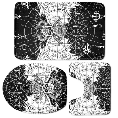 Black And White Demon Wicca Print 3 Piece Bath Mat Set