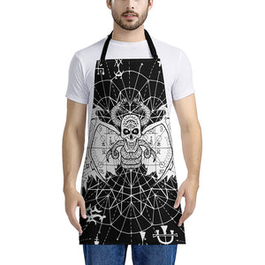 Black And White Demon Wicca Print Apron