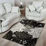Black And White Demon Wicca Print Area Rug