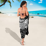 Black And White Demon Wicca Print Beach Sarong Wrap
