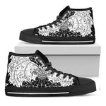 Black And White Demon Wicca Print Black High Top Shoes